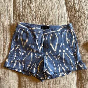 J. Crew NWT Blue and Cream Ikat Pattern Shorts